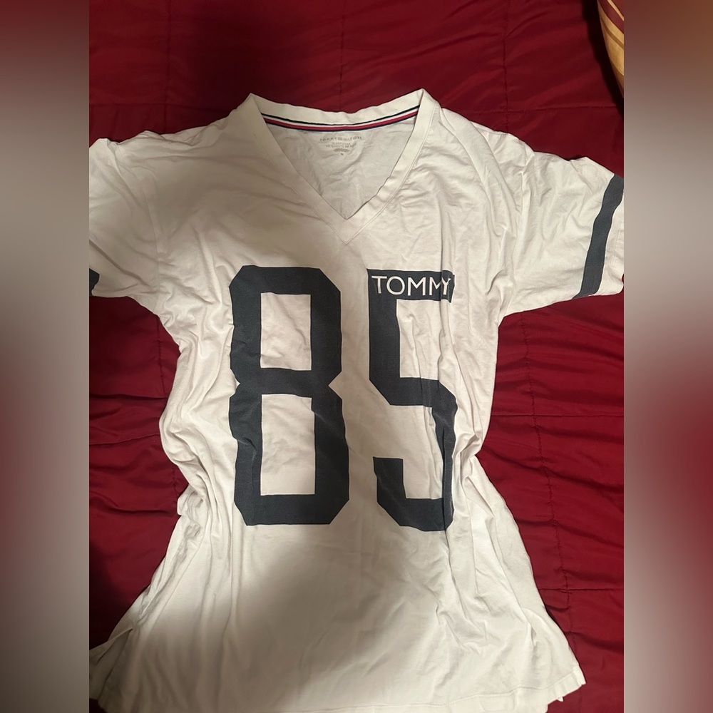 Tommy Hilfiger White V-Neck Sleepwear T-Shirt Dress